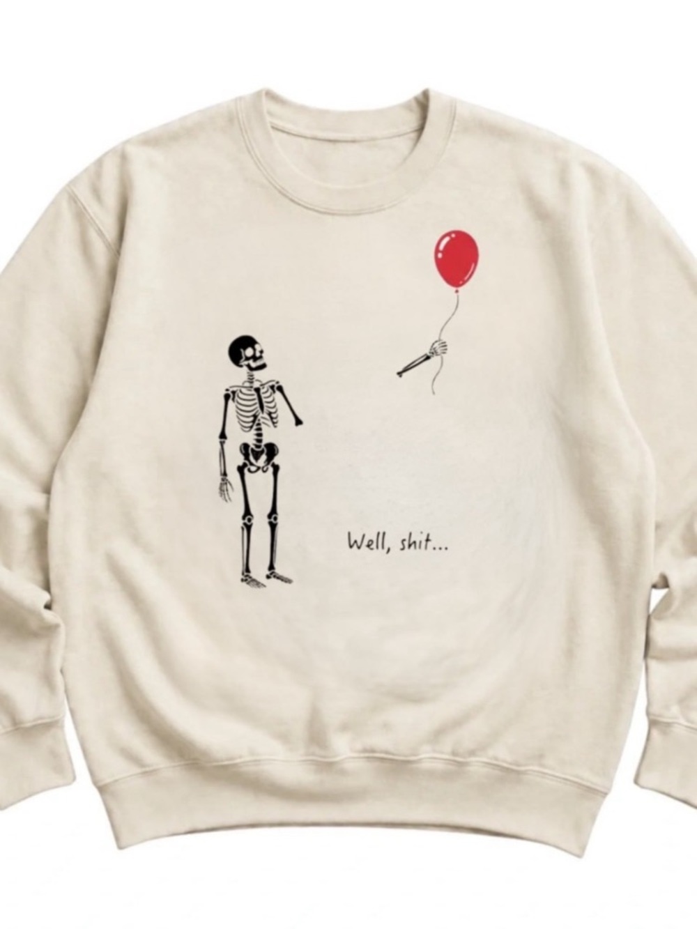 Sand Skeleton & Red Balloon Graphic Crewneck Sweatshirt